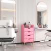 4 Layer Salon Storage Cabinet,Beauty Barber Salon Styling Station Organizer Equipment,Hair Stylist Station Set with 2 Hair Dryer Holders,4 Drawers and Raised Table Legs view 2