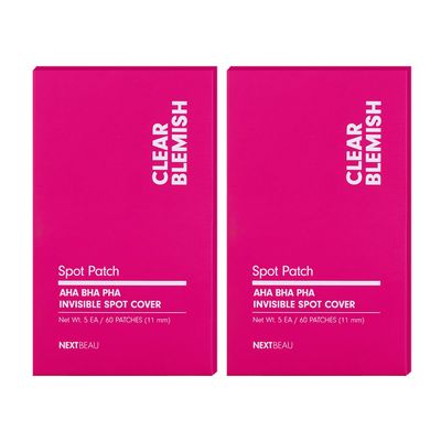 NEXTBEAU Hydrocolloid Acne Spot Patch with AHA, BHA, PHA, Tea Tree & Centella - 120 Patches (2 Packs, 11mm), Blemish Care for Troubled Skin