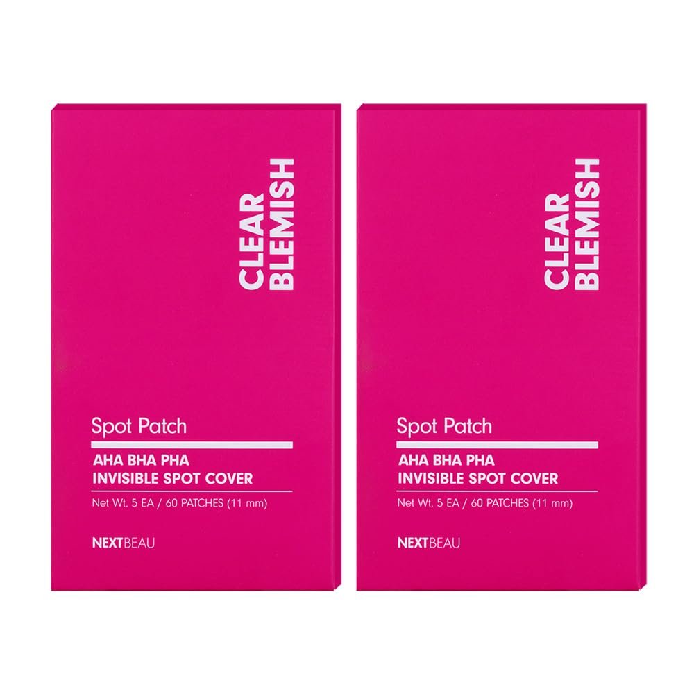 NEXTBEAU Hydrocolloid Acne Spot Patch with AHA, BHA, PHA, Tea Tree & Centella - 120 Patches (2 Packs, 11mm), Blemish Care for Troubled Skin