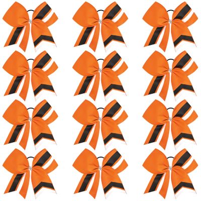 12PCS Cheer Bows Bulk Glitter Cheerleading Bows Girls Hair Bows Cheer Bows Elastic Band Ponytail Holder for Cheerleaders Teen Girls College Sports Competition