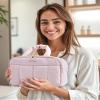 BAGSMART Travel Toiletry Bag, Puffy Large Toiletry Bag for Women, Lightweight Cosmetic Makeup Bag Organizer with Handle for Traveling, Accessories, Essentials, Toiletries (Pink) view 2