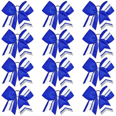 12PCS Cheer Bows Bulk Glitter Cheerleading Bows Girls Hair Bows Cheer Bows Elastic Band Ponytail Holder for Cheerleaders Teen Girls College Sports Competition