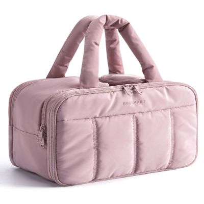 BAGSMART Travel Toiletry Bag, Puffy Large Toiletry Bag for Women, Lightweight Cosmetic Makeup Bag Organizer with Handle for Traveling, Accessories, Essentials, Toiletries (Purple)