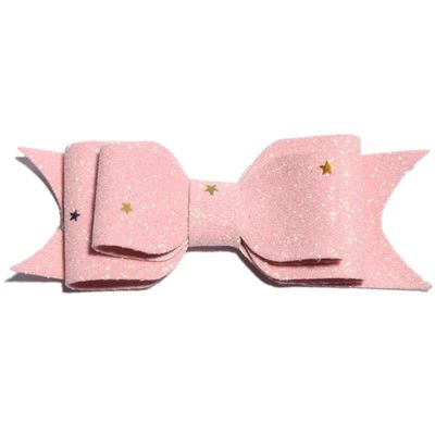 10Pcs 9.5CM Glitter Gold Powder Hair Bow Clips, 9.5cm Three-Layer Design (10Pcs Pink, With Clip)