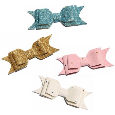 10Pcs 9.5cm Three Layers Glitter Gold Powder Hair Bows For Hair Clips Handmade Stars Hairbows And Hair Accessories (10Pcs Multi, With No Clip)