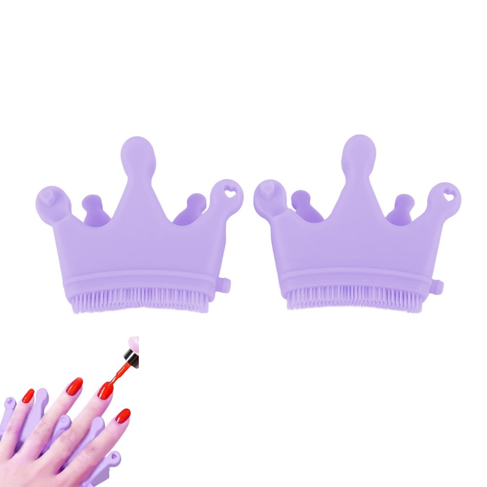 2Pcs Silicone Nail Brushes for Cleaning Fingernails, 3 in 1 Nails Scrub Brush Fingernail Separators Dividers Nail Brush Holder (Purple)