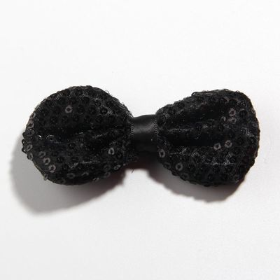 10Pcs Sequin Hair Bows, 3.5 Inches, Sparkly Bowknot Hair Accessories (10Pcs Black, With Clip)