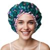 TOPTIE Shower Hair Caps Reusable and Elastic Band Shower Bonnets Double Layers Large Size Hair Caps for Women-Flamingo view 1