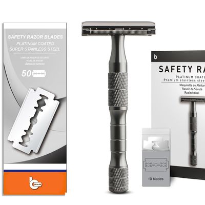 Gun Black Double Edge Safety Razor with 50 Blades