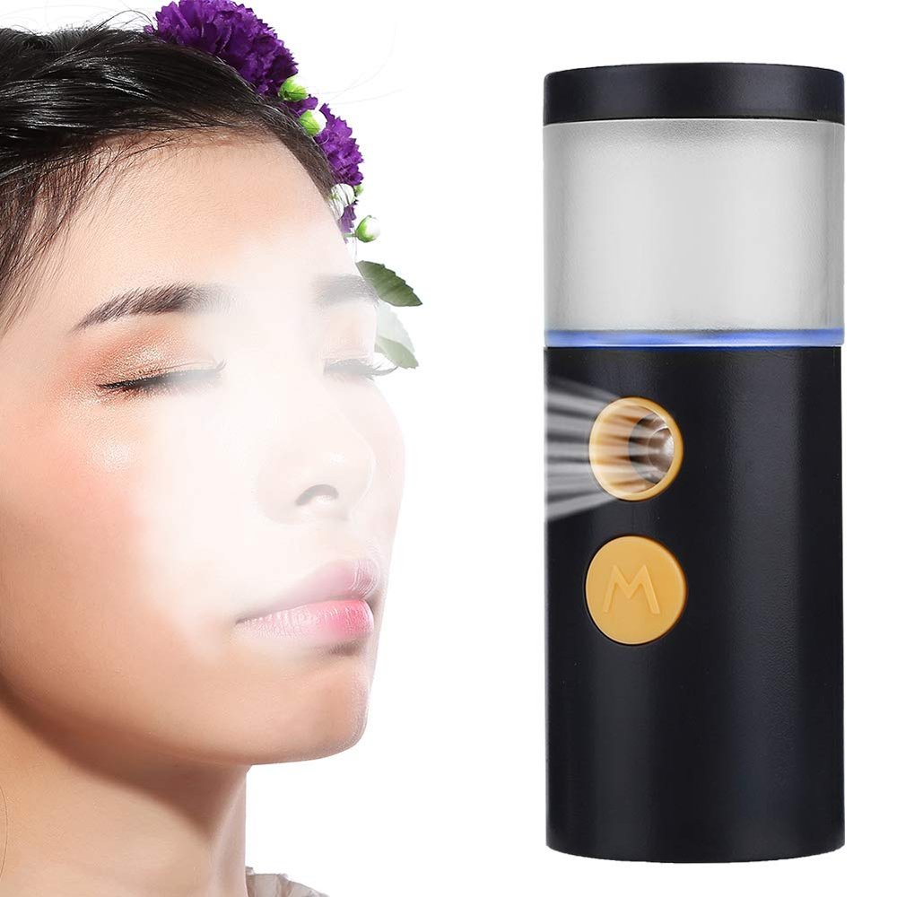 Rechargeable Portable Spray Atomization Moisturizing Face Steaming Sprayer 20ml - Black with Uniform Atomization Technology for Deep Skin Moisturizing (White) (Black)