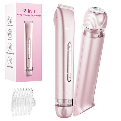 Bikini Trimmer for Women, 2-in-1 Electric Shaver for Bikini Line & Sensitive Areas, Dual Head Womens Razor, IPX7 Waterproof Wet/Dry, USB-C Rechargeable