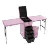 GDAE10 Rolling Makeup Train Case,with 4 Drawers and 2 Foldable Tabletops,Lockable Manicure Table Cosmetic Case,Portable Nail Table,for Makeup Artist (Pink) view 1