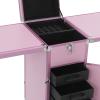 GDAE10 Rolling Makeup Train Case,with 4 Drawers and 2 Foldable Tabletops,Lockable Manicure Table Cosmetic Case,Portable Nail Table,for Makeup Artist (Pink) view 4