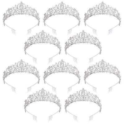 10 Pcs Crystal Tiara and Crowns for Women, Silver Rhinestone Crowns, Princess Headbands, Bride Tiaras for Wedding, Birthday, Parties