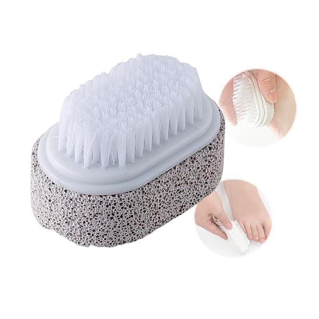 Pumice Stone Callus Remover with Nail Brush  Japanese Foot Scrubber for Cracked Heels & Dry Skin