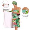Bulletgxll Vibrant Mushrooms Women's Shower Wrap Towel Set of 3 Adjustable Spa Body Wrap Super Absorbent Bathrobe with Hair Towel & Headband view 4