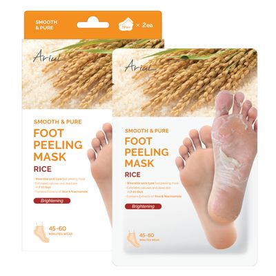 Ariul Smooth & Pure Foot Peeling Mask, Exfoliating Peeling mask, Korean Skin Care, 2 Pairs (Rice)