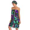 Bulletgxll Butterflies and Leaves Women's Shower Wrap Towel Set of 3 Adjustable Spa Body Wrap Super Absorbent Bathrobe with Hair Towel & Headband view 3