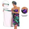 Bulletgxll Butterflies and Leaves Women's Shower Wrap Towel Set of 3 Adjustable Spa Body Wrap Super Absorbent Bathrobe with Hair Towel & Headband view 4