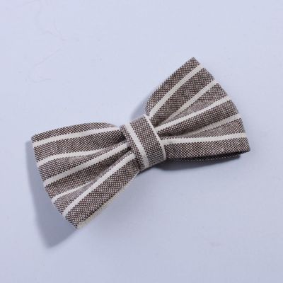 10Pcs 7cm Cute Striped Bow Hair Clips For Head Wear Party Boutique For Hair Clip Women Hairpins (10Pcs Grey, With Clip)
