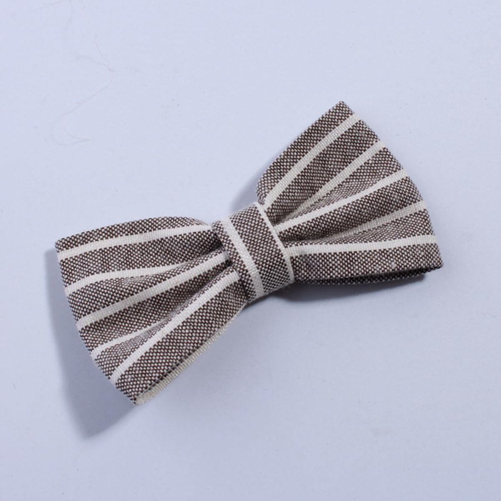 10Pcs 7cm Cute Striped Bow Hair Clips For Head Wear Party Boutique For Hair Clip Women Hairpins (10Pcs Grey, With Clip)