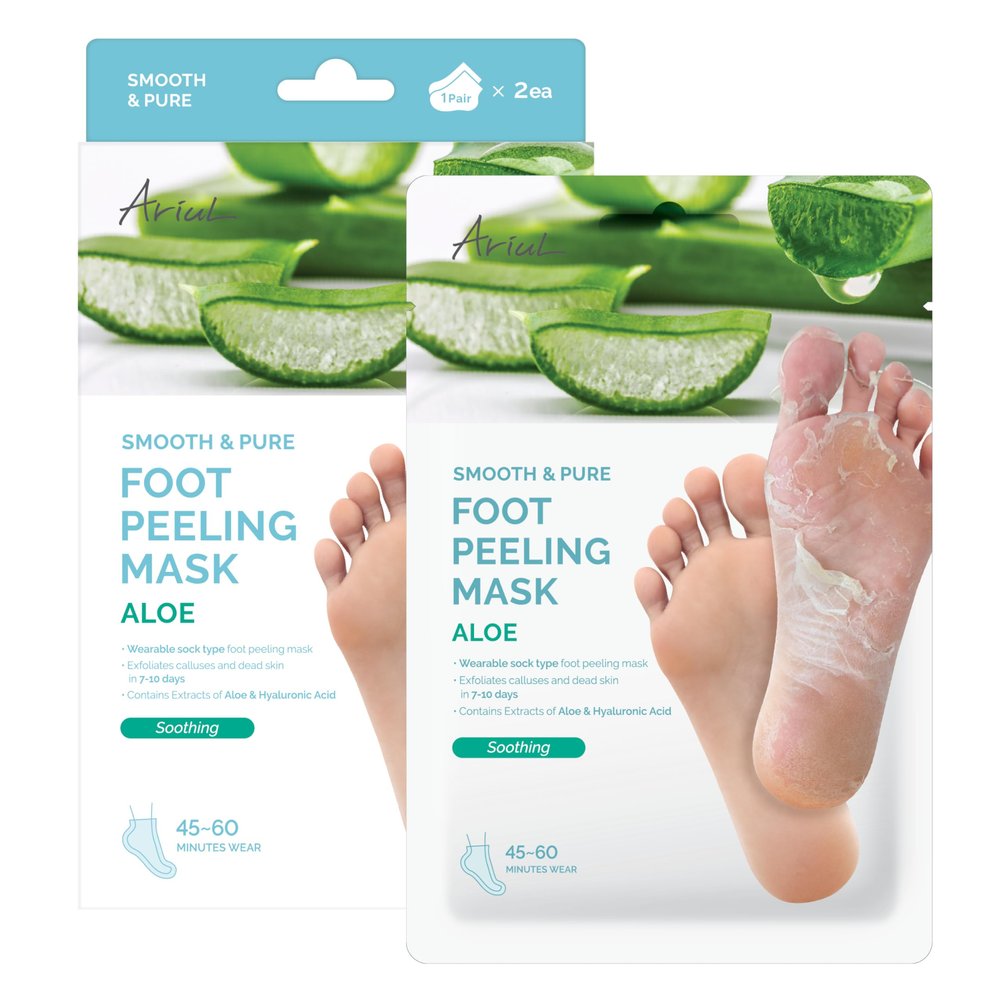 Ariul Smooth & Pure Foot Peeling Mask Exfoliating Foot Mask for Soft, Smooth Feet, Korean Skincare, 2 Pairs (Lemon & Papaya)