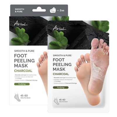 Ariul Smooth & Pure Foot Peeling Mask, Exfoliating Peeling mask, Korean Skin Care, 2 Pairs (Charcoal)