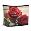 LLUTSNTH Makeup Bags Large Capacity Cosmetic Bags for Women Red Rose Flowers Open Flat Toiletry Bag Waterproof Makeup Pouch Portable Cosmetic Organizer Makeups Train for Travel Gift view 1