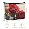 LLUTSNTH Makeup Bags Large Capacity Cosmetic Bags for Women Red Rose Flowers Open Flat Toiletry Bag Waterproof Makeup Pouch Portable Cosmetic Organizer Makeups Train for Travel Gift view 2