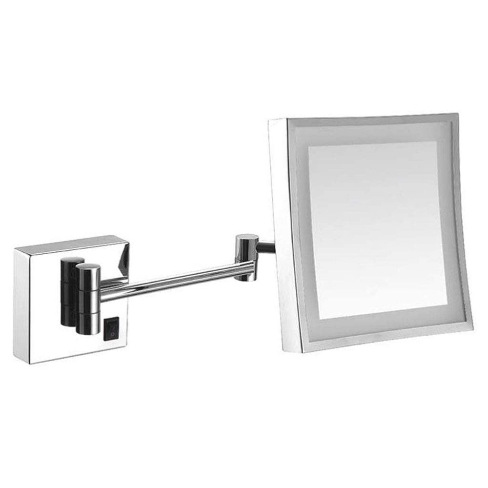 CZCZC Makeup Mirror Vanity Mirror Bathroom Wall Mount Mirror,Square LED Makeup Mirror Folding Telescopic Single Side Mirror Magnifying Beauty Mirror with Light Cosmetic Mirror