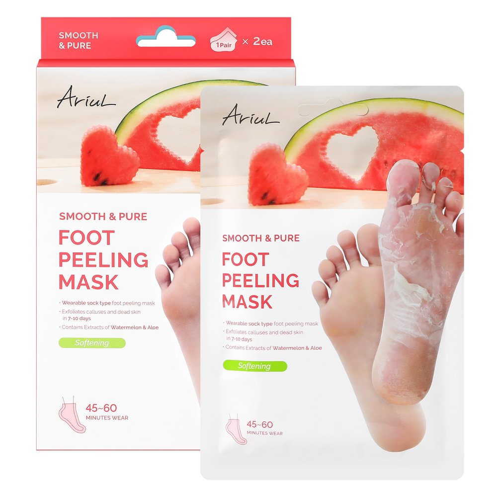Ariul Smooth & Pure Foot Peeling Mask, Exfoliating Peeling mask, Korean Skin Care, 2 Pairs (Watermelon)