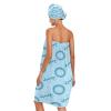 Bulletgxll Blue Spheres Women's Shower Wrap Towel Set of 3 Adjustable Spa Body Wrap Super Absorbent Bathrobe with Hair Towel & Headband view 2