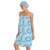 Bulletgxll Blue Spheres Women's Shower Wrap Towel Set of 3 Adjustable Spa Body Wrap Super Absorbent Bathrobe with Hair Towel & Headband view 3