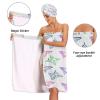 Bulletgxll Colorful Butterflies Women's Shower Wrap Towel Set of 3 Adjustable Spa Body Wrap Super Absorbent Bathrobe with Hair Towel & Headband view 4