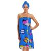 Bulletgxll Colorful Butterflies Women's Shower Wrap Towel Set of 3 Adjustable Spa Body Wrap Super Absorbent Bathrobe with Hair Towel & Headband view 1