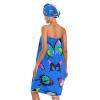 Bulletgxll Colorful Butterflies Women's Shower Wrap Towel Set of 3 Adjustable Spa Body Wrap Super Absorbent Bathrobe with Hair Towel & Headband view 2