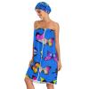 Bulletgxll Colorful Butterflies Women's Shower Wrap Towel Set of 3 Adjustable Spa Body Wrap Super Absorbent Bathrobe with Hair Towel & Headband view 3
