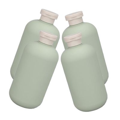HAKIDZEL 4pcs Refillable Shampoo and Conditioner Bottles Travel Dispenser Sleek Empty Toiletries Containers for Bathroom and Travel Avocado Design