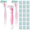 Lasnten 66 Pcs Razors for Women Bulk Sensitive Skin Razor Women's Disposable Shavers Include 3 Non-slip Handles and 63 Blade Refills view 1
