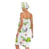 Bulletgxll Playful Frogs Women's Shower Wrap Towel Set of 3 Adjustable Spa Body Wrap Super Absorbent Bathrobe with Hair Towel & Headband view 2