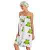 Bulletgxll Playful Frogs Women's Shower Wrap Towel Set of 3 Adjustable Spa Body Wrap Super Absorbent Bathrobe with Hair Towel & Headband view 3