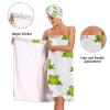 Bulletgxll Playful Frogs Women's Shower Wrap Towel Set of 3 Adjustable Spa Body Wrap Super Absorbent Bathrobe with Hair Towel & Headband view 4