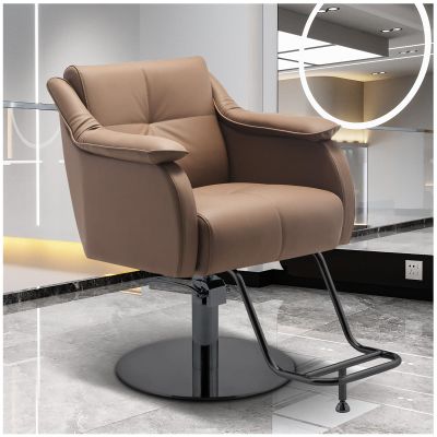 Barber Salon Chair for Hair Stylist, Styling Hair Salon Chair with Professional Hydraulic PUM, Multi-Function Shampoo Beauty Brading Hairdresser Armchair,Brown,C