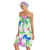 Bulletgxll Watercolor Flowers Women's Shower Wrap Towel Set of 3 Adjustable Spa Body Wrap Super Absorbent Bathrobe with Hair Towel & Headband view 3