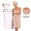 Bulletgxll Cartoon Bears Women's Shower Wrap Towel Set of 3 Adjustable Spa Body Wrap Super Absorbent Bathrobe with Hair Towel & Headband view 4