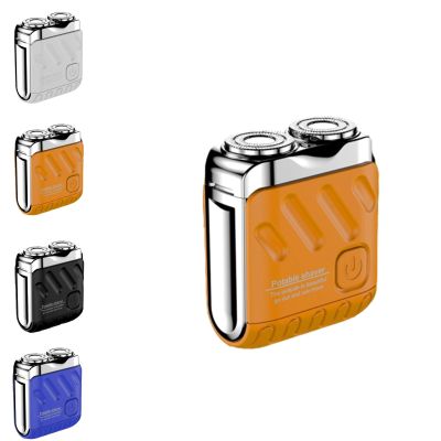 Afeitadora Elctrica Porttil Rotativa De Doble Anillo, Portable Rotary Dual Ring Electric Shaver, Upgrade USB Rechargeable Waterproof Pocket Razor for Men(Orange)
