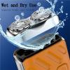 Afeitadora Elctrica Porttil Rotativa De Doble Anillo, Portable Rotary Dual Ring Electric Shaver, Upgrade USB Rechargeable Waterproof Pocket Razor for Men(WHI+ble) view 2