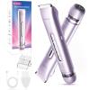 Bikini Trimmer for Women 2 in 1, Dual Head Womens Electric Shaver, Electric Razors for Pubic Hair, IPX7 Waterproof Rechargeable Facial Hair Removal for Shaving Underarm Leg Arm Body Face, Purple view 1