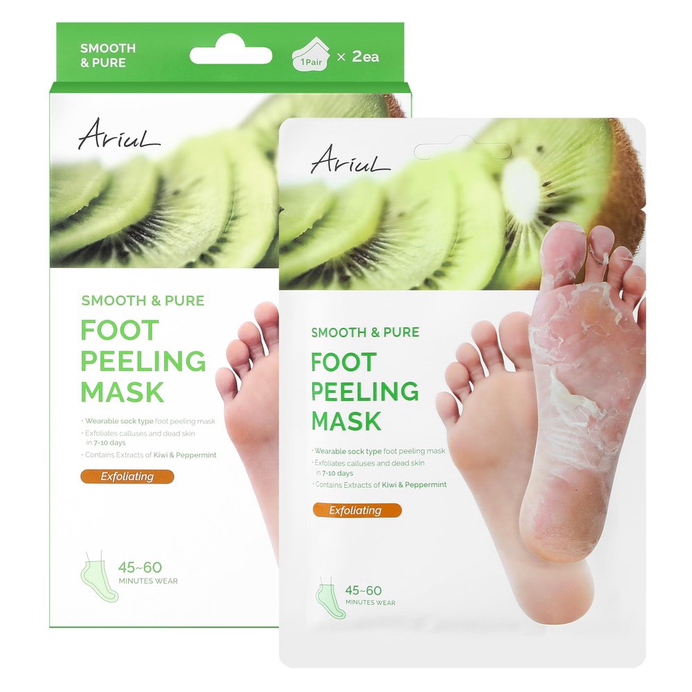 Ariul Smooth & Pure Foot Peeling Mask, Exfoliating Peeling mask, Korean Skin Care, 2 Pairs (Kiwi)