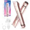 Bikini Trimmer for Women 2 in 1, Dual Head Womens Electric Shaver, Electric Razors for Pubic Hair, IPX7 Waterproof Rechargeable Facial Hair Removal for Shaving Underarm Leg Arm Body Face, Rose Gold view 1
